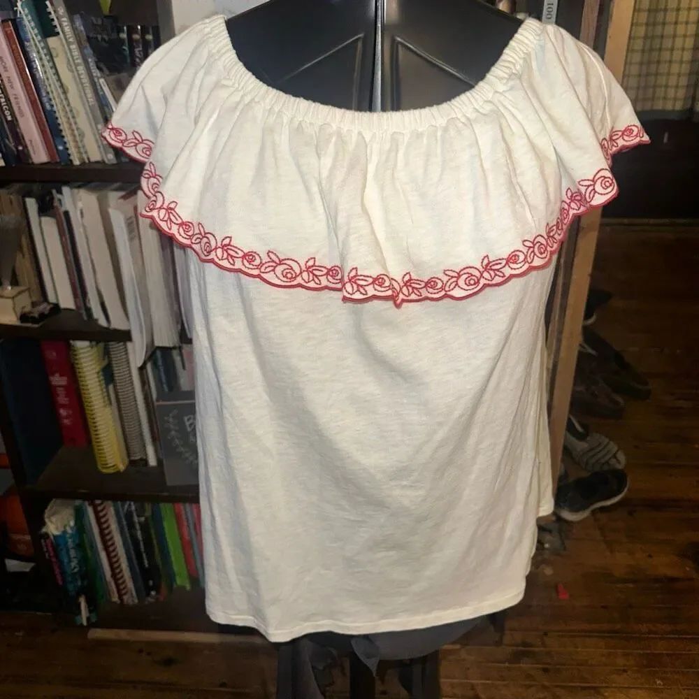 J Crew Latin scallop collar Encanto cruise XL knit blouse